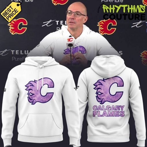 Calgary Flames Coach Ryan Huska Hockey Fight Cancer Hoodie