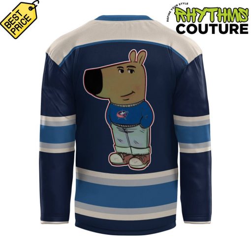 Columbus Blue Jackets NHL Monday Night Hockey Just A Chill Guy Meme Hockey Jersey