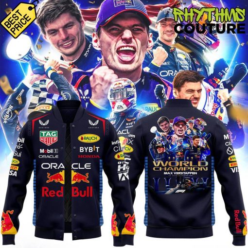 Max Verstappen World Champion 2024 4X World Champions Button Baseball Jacket