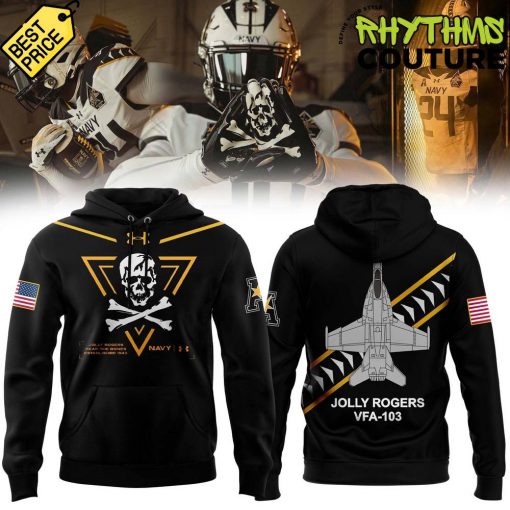 Navy Midshipmen Football Honoring Jolly Rogers Fear The Bones Black Hoodie