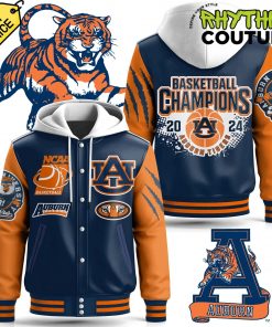 Auburn Tigers Basketball Champions 2024 Hooded Baseball Jacket