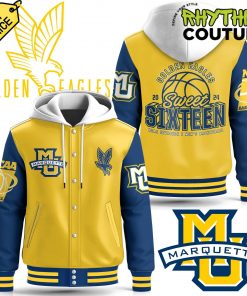 Marquette Golden Eagles 2024 Sweet Sixteen NCAA Division Hooded Baseball Jacket