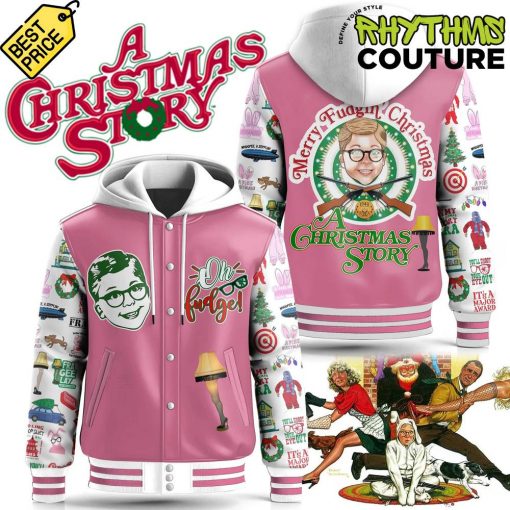 A Christmas Story Pink Hooded Baseball Jacket