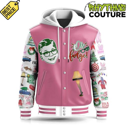 A Christmas Story Pink Hooded Baseball Jacket