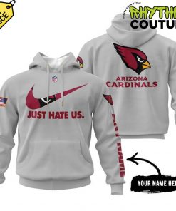 Arizona Cardinals Just Hate Us Personalized Grey Hoodie