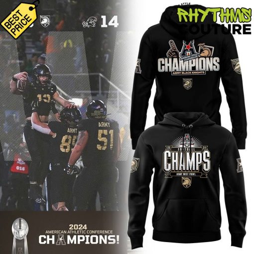 Army Black Knights 2024 ACC Champions Black Hoodie