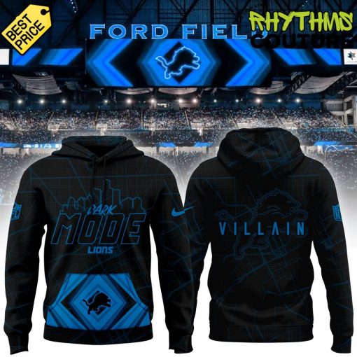 Detroit Lions Back In Black Dark Mode Hoodie