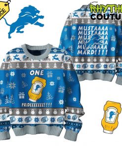 Detroit Lions One Pride Mustard Ugly Christmas Sweater