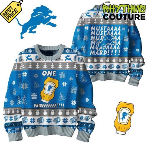 Detroit Lions One Pride Mustard Ugly Christmas Sweater