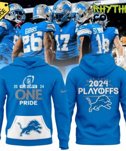 Detroit Lions Play Offs 2024 One Pride Blue Hoodie