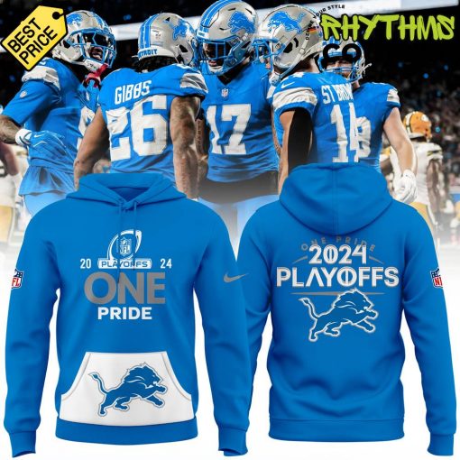 Detroit Lions Play Offs 2024 One Pride Blue Hoodie