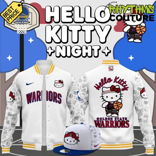 Golden State Warriors x Hello Kitty Night White Baseball Jacket