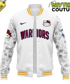 Golden State Warriors x Hello Kitty Night White Baseball Jacket