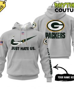 Green Bay Packers Just Hate Us Personalized Grey Hoodie