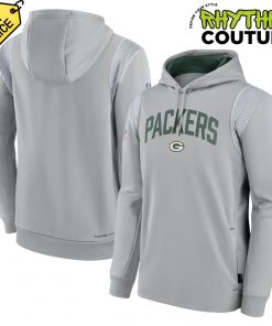 Green Bay Packers Sideline Athletic Stack Performance Grey Hoodie