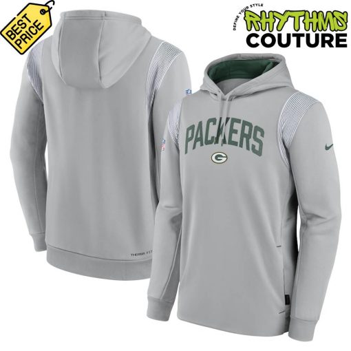 Green Bay Packers Sideline Athletic Stack Performance Grey Hoodie