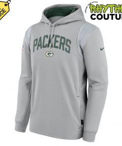 Green Bay Packers Sideline Athletic Stack Performance Grey Hoodie