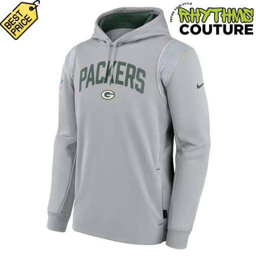 Green Bay Packers Sideline Athletic Stack Performance Grey Hoodie