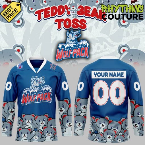 Hartford Wolf Pack x Teddy Bear Toss AHL Special Edition Blue Hockey Jersey