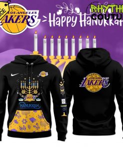 Los Angeles Lakers Happy Hanukkah The Festival of Lights Black Hoodie