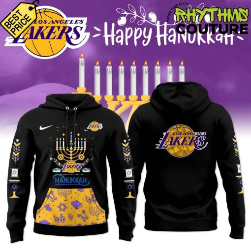 Los Angeles Lakers Happy Hanukkah The Festival of Lights Black Hoodie