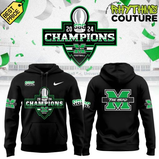 Marshall Thundering Herd 2024 Sun Belt Conference Champions Black Hoodie