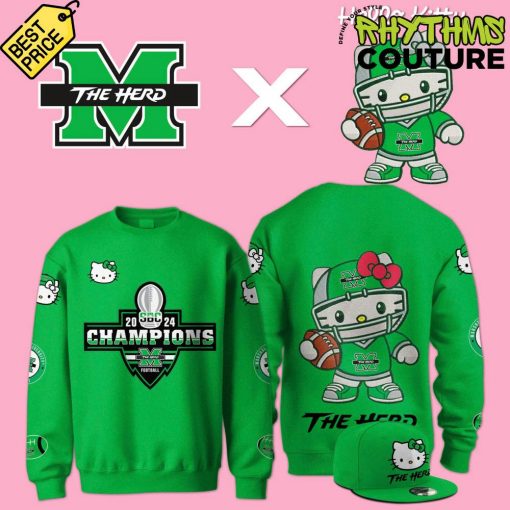 Marshall Thundering Herd 2024 Sun Belt Conference Champions x Hello Kitty Sweatshirt