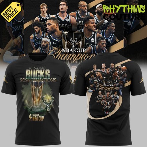 Milwaukee Bucks 2024 NBA Cup Champions Black Tee