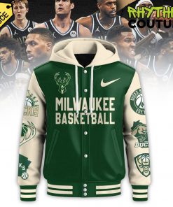 Milwaukee Bucks First NBA Cup Champions Fear The Dear Hooded Baseball Jacket