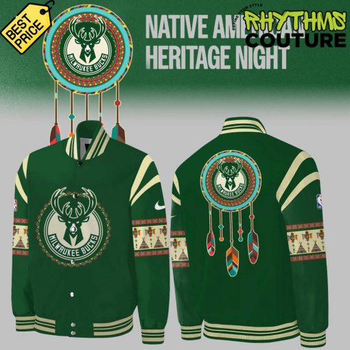 Milwaukee Bucks Native American Heritage Special Edition Green Bomber Jacket