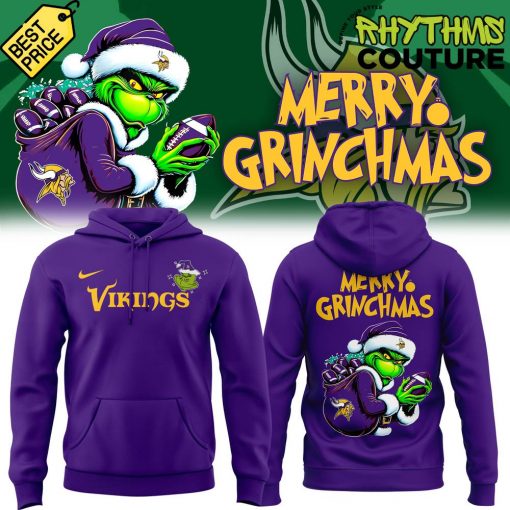 Minnesota Vikings Merry Grinchmas Special Edition Purple Hoodie