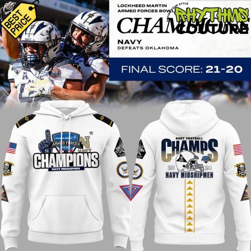 Navy Midshipmen Special Armed Forces Bowl Champions White Hoodie