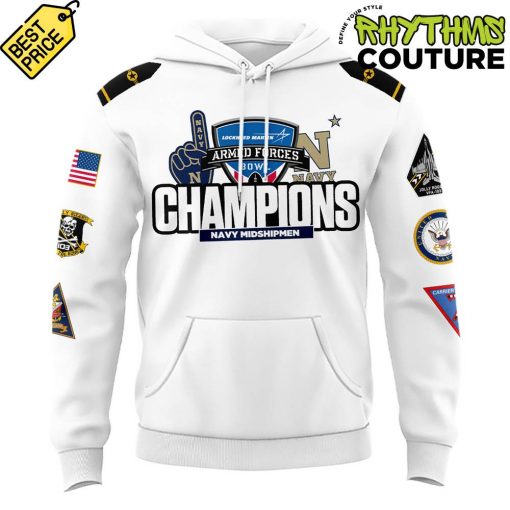 Navy Midshipmen Special Armed Forces Bowl Champions White Hoodie