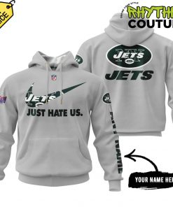 New York Jets Just Hate Us Personalized Grey Hoodie