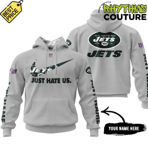 New York Jets Just Hate Us Personalized Grey Hoodie