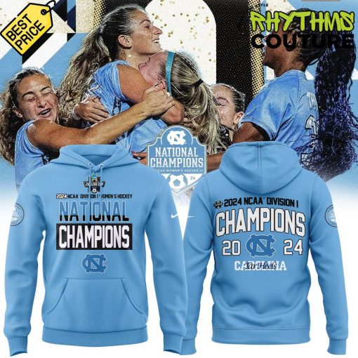 North Carolina Tar Heels Womens Soccer 2024 National Champions Blue Hoodie