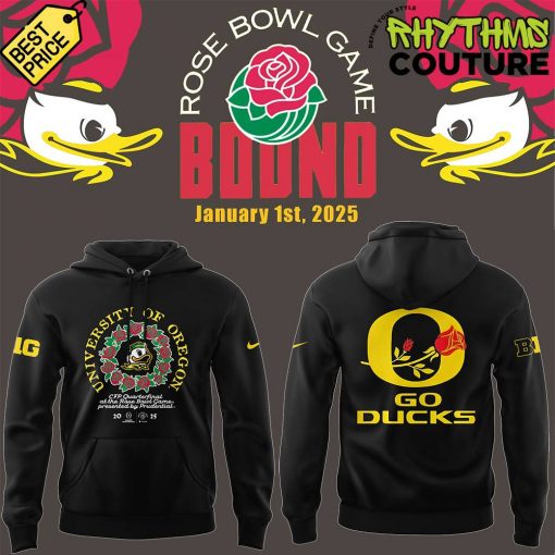 Oregon Ducks Rose Bowl Game 2025 Limited Edition Black Hoodie