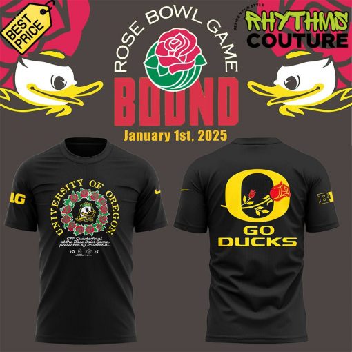 Oregon Ducks Rose Bowl Game 2025 Limited Edition Black Tee