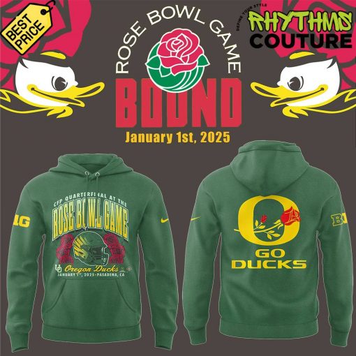 Oregon Ducks Rose Bowl Game 2025 Limited Edition Green Hoodie