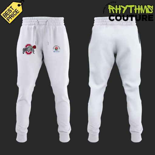 Ohio State Buckeyes x Rose Bowl Game 2025 Limited Edition White Hoodie Pants Cap