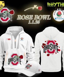 Ohio State Buckeyes x Rose Bowl Game White Quarter Zip Hoodie