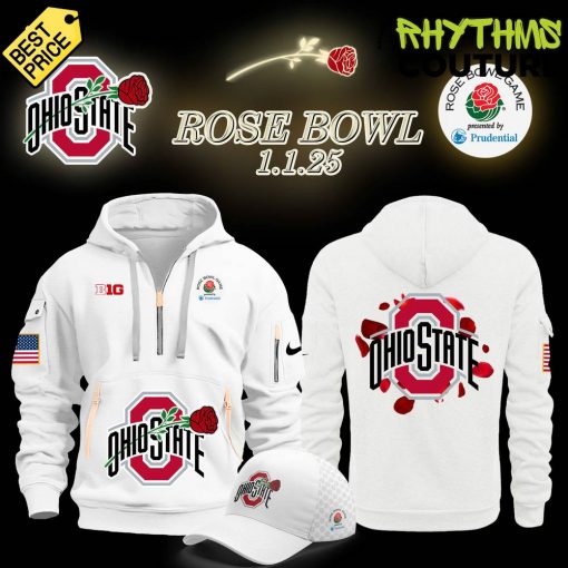 Ohio State Buckeyes x Rose Bowl Game White Quarter Zip Hoodie