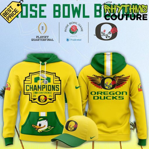 Oregon Ducks 2024 Rose Bowl Games Yellow Hoodie