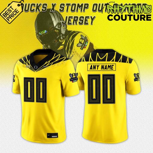 Oregon Ducks Stomp Out Cancer Yellow Football Jersey