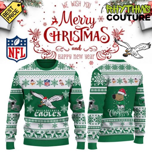 Philadelphia Eagles Chill Guy Christmas Knitted Ugly Sweater