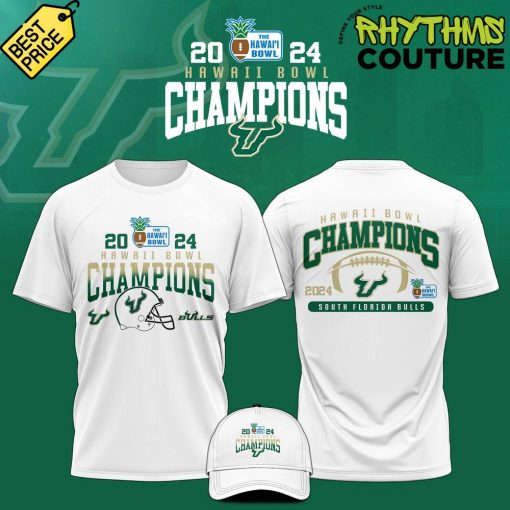 USF Bulls 2024 Hawaii Bowl Champions White Tee