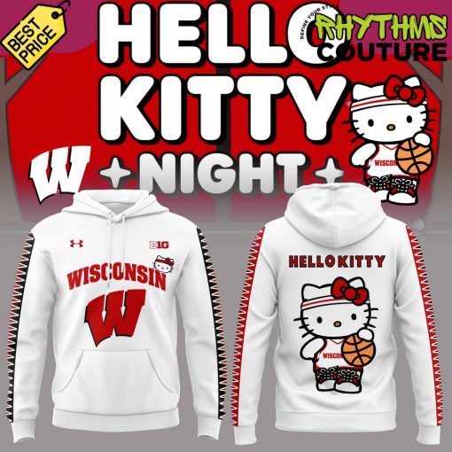 Wisconsin Badgers Basketball x Hello Kitty Special Edition White Hoodie