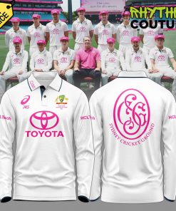 Australia National Cricket Pink Test Longsleeve Polo Shirt