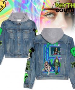 Billie Eilish Alien Green Face Hooded Denim Jacket