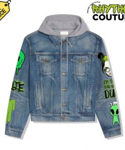 Billie Eilish Alien Green Face Hooded Denim Jacket